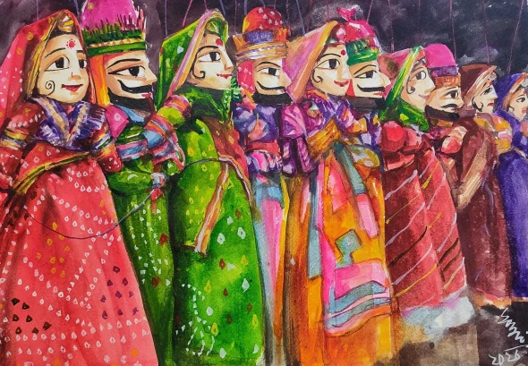 Kathputli Series (PRT-7901-124071) - Canvas Art Print - 48in X 33in