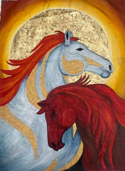 Sacred Bond (ART-18878-124113) - Handpainted Art Painting - 36in X 46in
