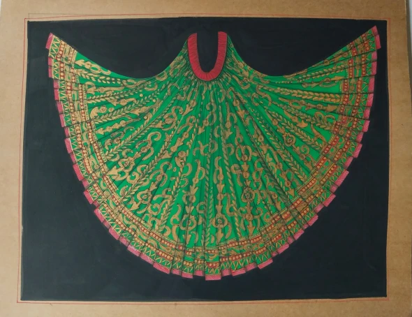 Dress Designing With Goldan Work (ART-18831-124168) - Handpainted Art Painting - 8in X 8in