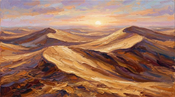 Gilded Dunes At Twilight (PRT-15697-124637) - Canvas Art Print - 60in X 33in