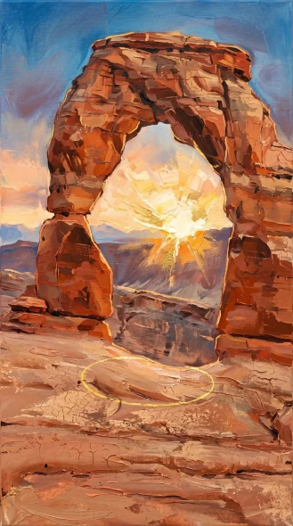 Canyon Sunburst Through Stone (PRT-16861-124384) - Canvas Art Print - 33in X 60in