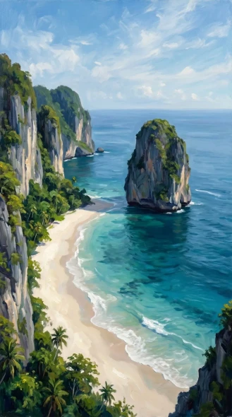 Whispers Of The Emerald Tide (PRT-16861-124361) - Canvas Art Print - 33in X 60in