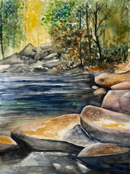 Tranquil Shoreline (PRT-8841-124348) - Canvas Art Print - 18in X 24in