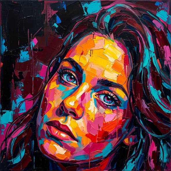 Vibrant Reverie In Hue (PRT-15697-124193) - Canvas Art Print - 60in X 60in