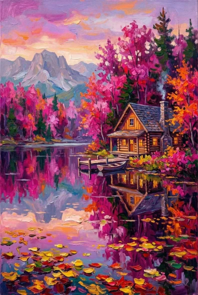 Luminous Retreat At Dusk (PRT-15697-124633) - Canvas Art Print - 40in X 60in