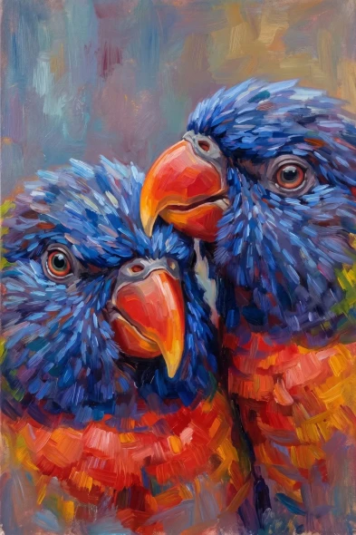 Cobalt And Coral Companions (PRT-15697-124429) - Canvas Art Print - 40in X 60in