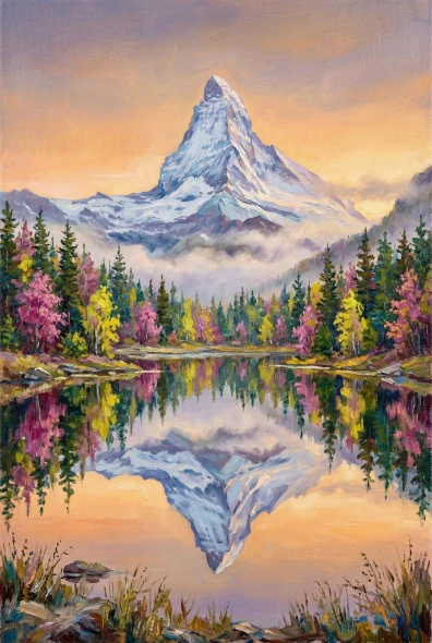 Majesty Of The Alpine Mirror (PRT-15697-124607) - Canvas Art Print - 40in X 60in