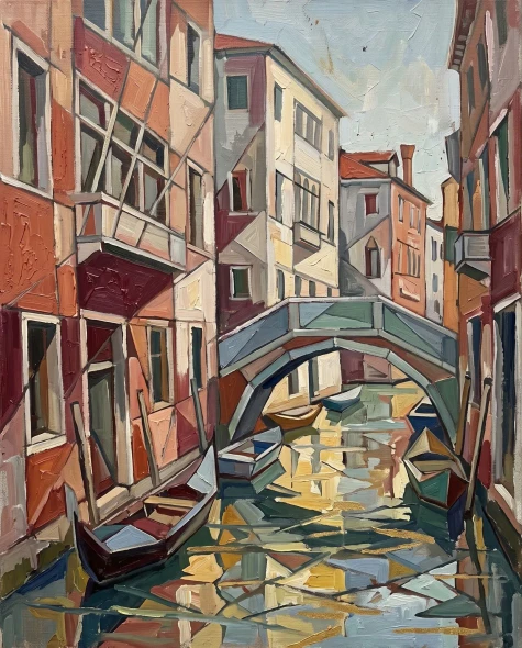 Fractured Echoes Of Venice (PRT-15697-124554) - Canvas Art Print - 48in X 60in