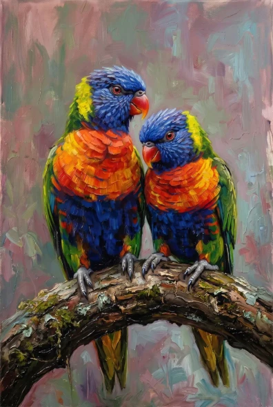 Chromatic Whispers On The Bough (PRT-15697-124464) - Canvas Art Print - 40in X 60in