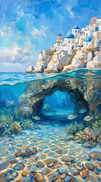 Domes Above The Deep (PRT-16861-124357) - Canvas Art Print - 33in X 60in
