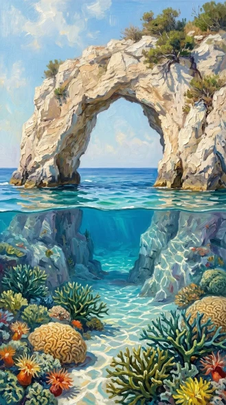 Realms Of The Azure Arch (PRT-16861-124358) - Canvas Art Print - 33in X 60in
