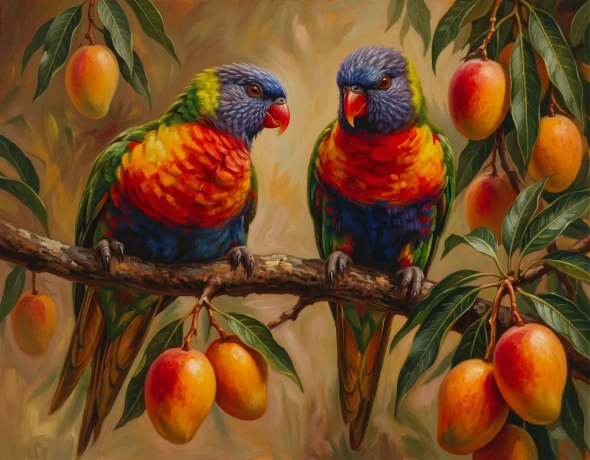 Sunlit Amber Canopy (PRT-15697-124540) - Canvas Art Print - 60in X 47in