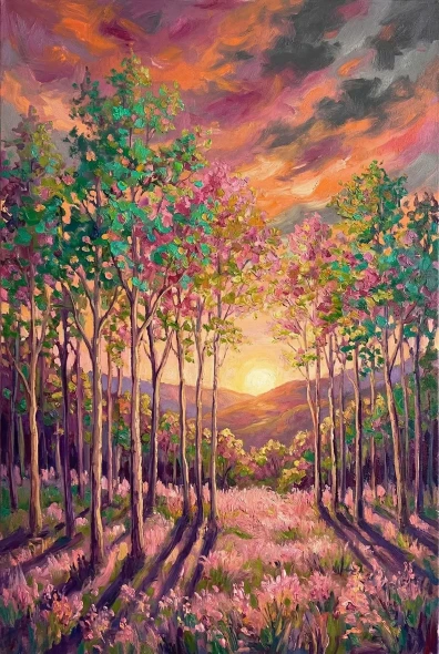 Twilight Through The Grove (PRT-15697-124627) - Canvas Art Print - 40in X 60in