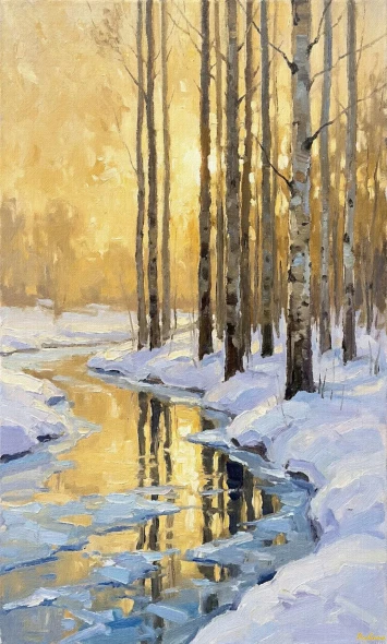 Whispers Of Golden Frost (PRT-15697-124618) - Canvas Art Print - 36in X 60in