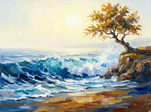 Golden Canopy Above The Tide (PRT-15697-124597) - Canvas Art Print - 60in X 45in