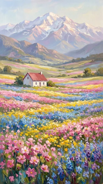 Valleys Of Blossoming Light (PRT-16861-124503) - Canvas Art Print - 33in X 60in