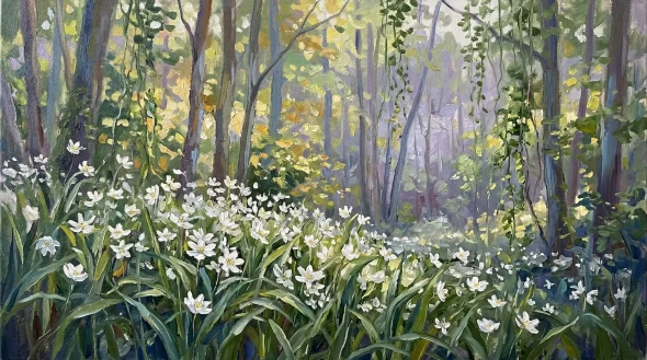 Whispers Of The Sunlit Grove (PRT-15697-124636) - Canvas Art Print - 60in X 33in