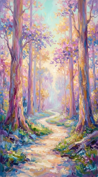 Through The Violet Wood (PRT-15697-124604) - Canvas Art Print - 33in X 60in