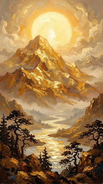 Crown Of The Golden Peak (PRT-15697-124598) - Canvas Art Print - 33in X 60in