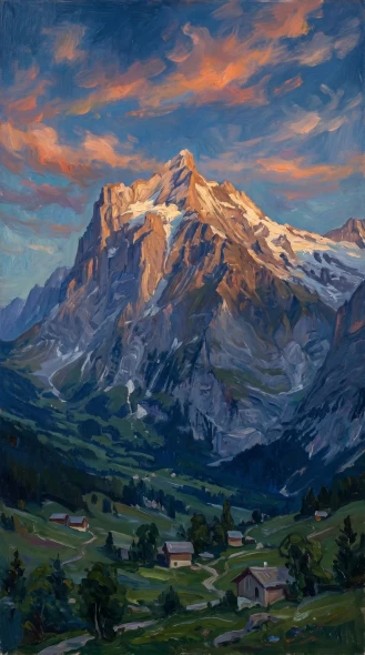 Alpenglow Over Alpine Valley (PRT-16861-124474) - Canvas Art Print - 33in X 60in