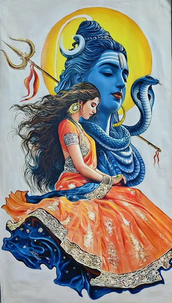 Shiva Parvati (PRT-18830-124144) - Canvas Art Print - 33in X 60in