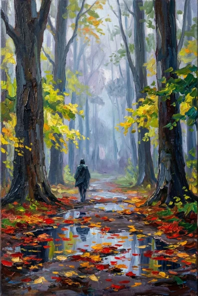 Solitude In Autumn Mist (PRT-15697-124661) - Canvas Art Print - 40in X 60in