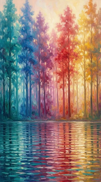 Spectrum Of The Silent Grove (PRT-15697-124609) - Canvas Art Print - 33in X 60in