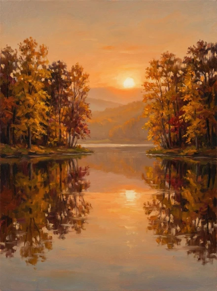Golden Ember Reflections (PRT-15697-124635) - Canvas Art Print - 45in X 60in