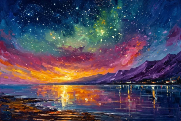 Celestial Sunset Horizon (PRT-15697-124561) - Canvas Art Print - 60in X 40in