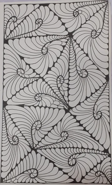 Whirling Petals – Organic Floral Line Art (ART-18546-124691) - Handpainted Art Painting - 8in X 10in