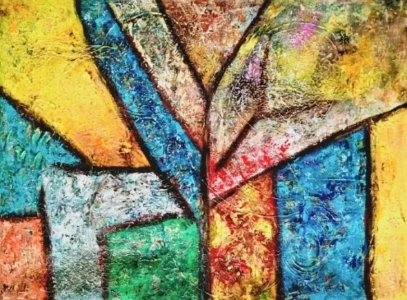 Rhythm Of Colours 2 Acrylic Abstract Multicolour Texture Painting (ART-8034-124128) - Handpainted Art Painting - 32in X 24in