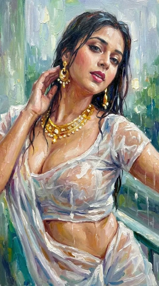 Monsoon Reverie In White (PRT-16861-124717) - Canvas Art Print - 33in X 60in