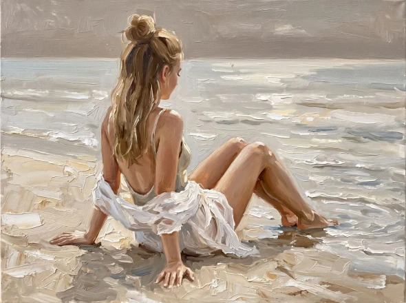 Whispers Of Luminous Tides (PRT-16861-124770) - Canvas Art Print - 60in X 45in