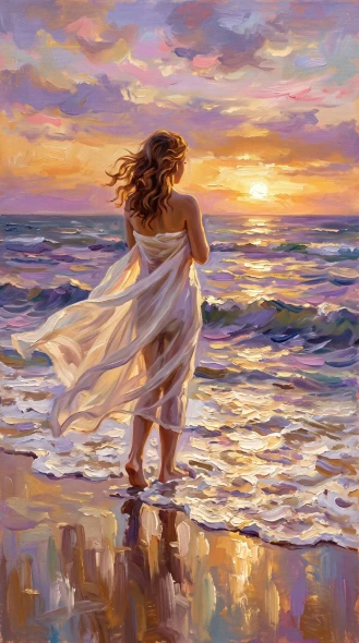 Whispers Of The Evening Tide (PRT-16861-124768) - Canvas Art Print - 33in X 60in