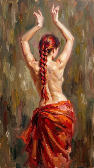 Ascending Rhythm In Vermilion (PRT-16861-124727) - Canvas Art Print - 33in X 60in