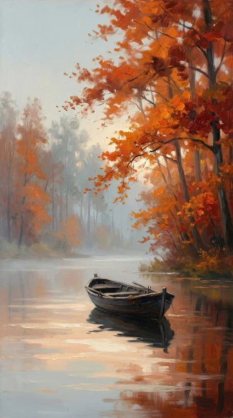 Autumn Embers On The River (PRT-15697-124646) - Canvas Art Print - 33in X 60in