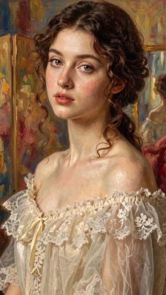 A Gaze Through Lace (PRT-15697-124760) - Canvas Art Print - 34in X 60in
