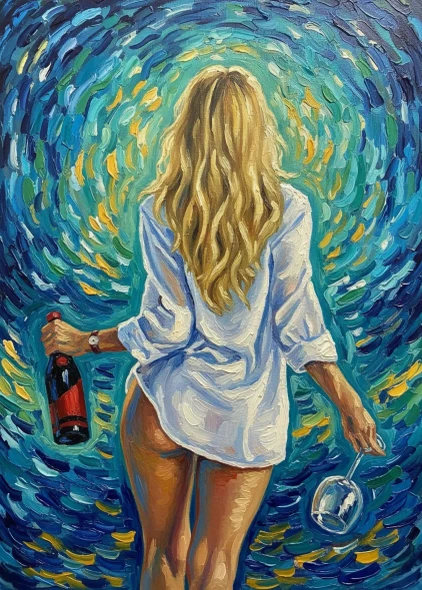 Whirlwind Champagne Solitude (PRT-16861-124699) - Canvas Art Print - 43in X 60in
