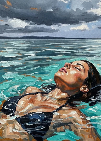 Serenity In Ocean Waves (PRT-16861-124697) - Canvas Art Print - 43in X 60in