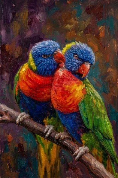 Symphony Of Avian Hues (PRT-15697-124520) - Canvas Art Print - 40in X 60in