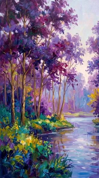 Whispers Of The Violet River (PRT-16861-124367) - Canvas Art Print - 33in X 60in
