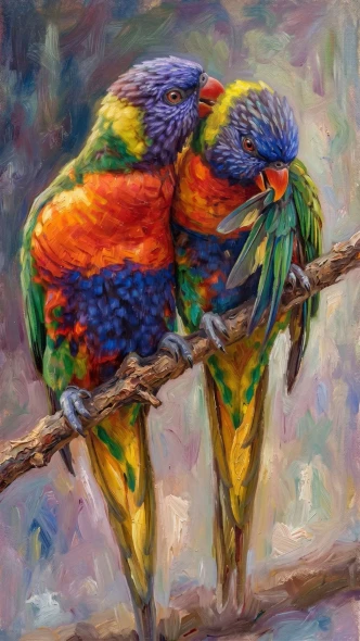 Symphony Of Vivid Plumage (PRT-15697-124517) - Canvas Art Print - 34in X 60in