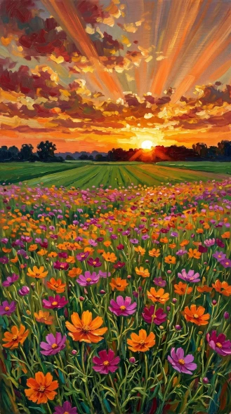 Radiant Meadow Horizon (PRT-16861-124445) - Canvas Art Print - 33in X 60in