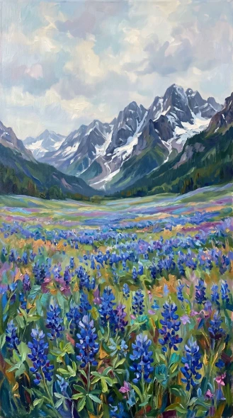 Valleys Of Azure Bloom (PRT-16861-124418) - Canvas Art Print - 33in X 60in