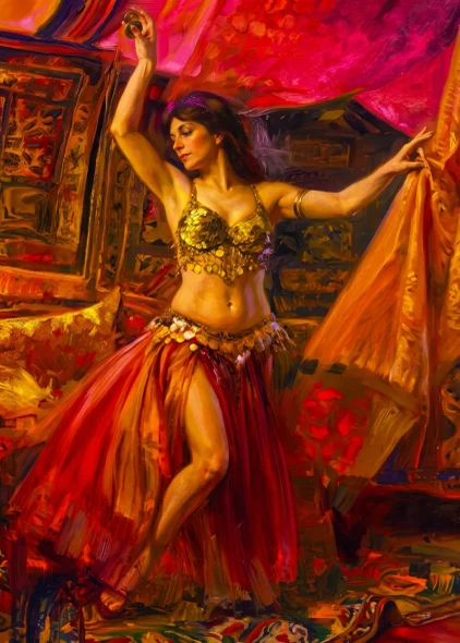 Rhythm Of Crimson Veil (PRT-16861-124708) - Canvas Art Print - 43in X 60in