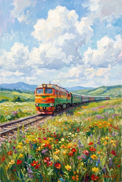 Journey Through Summer Blooms (PRT-15697-124949) - Canvas Art Print - 40in X 60in