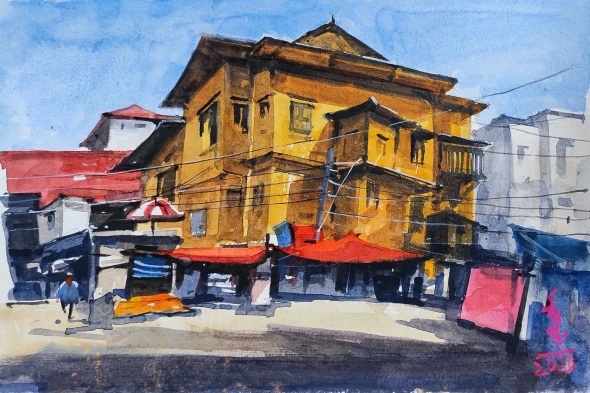 Household (ART-7901-125119) - Handpainted Art Painting - 11in X 8in