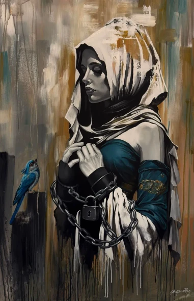 "Whisper Of Freedom " (ART-17340-124972) - Handpainted Art Painting - 31in X 47in