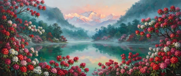 Dawn At Sacred Khecheopalri (PRT-15697-125063) - Canvas Art Print - 60in X 25in