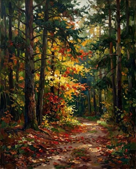 Path Through The Sunlit Canopy (PRT-15697-124944) - Canvas Art Print - 48in X 60in